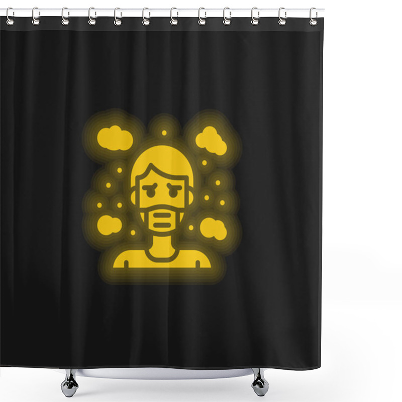 Personality  Air Pollution Yellow Glowing Neon Icon Shower Curtains