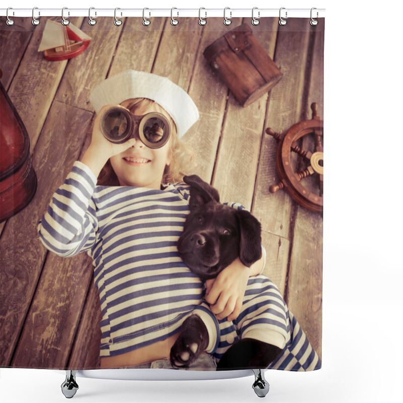 Personality  Child And Dog Shower Curtains