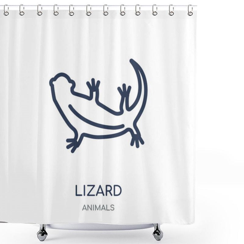 Personality  Lizard Icon. Lizard Linear Symbol Design From Animals Collection. Simple Outline Element Vector Illustration On White Background. Shower Curtains