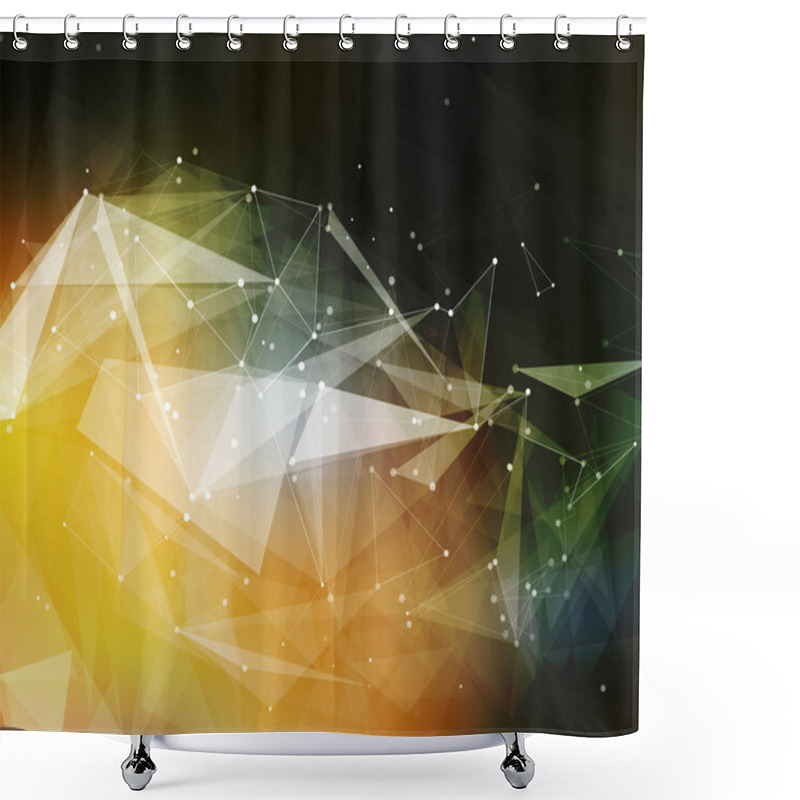 Personality  Abstract Composition, Futuristic Technology, Yellow Font Texture, White Cybernetic Dots, Creative Banner Figure, Wallpaper, Outer Space Flyer Fiber, Neon Star Light Matrix, EPS10 Backdrop, Vector Art Shower Curtains