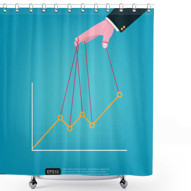 Personality  Businessman Hand Controlling Chart Graphic Vector Illustration. Flat Style Design Shower Curtains