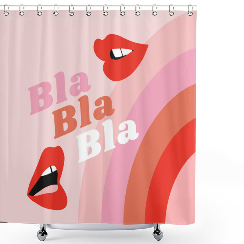 Personality  Woman Sassy Red Lipstick Make Up Talking Mouth Vector Illustration. Shower Curtains