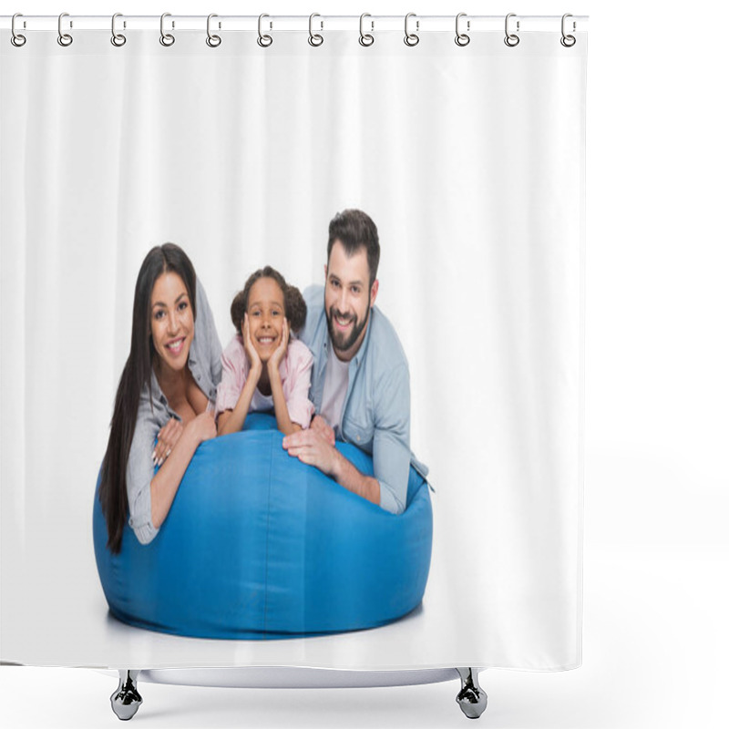 Personality  Family Lying On Bag Chair Shower Curtains