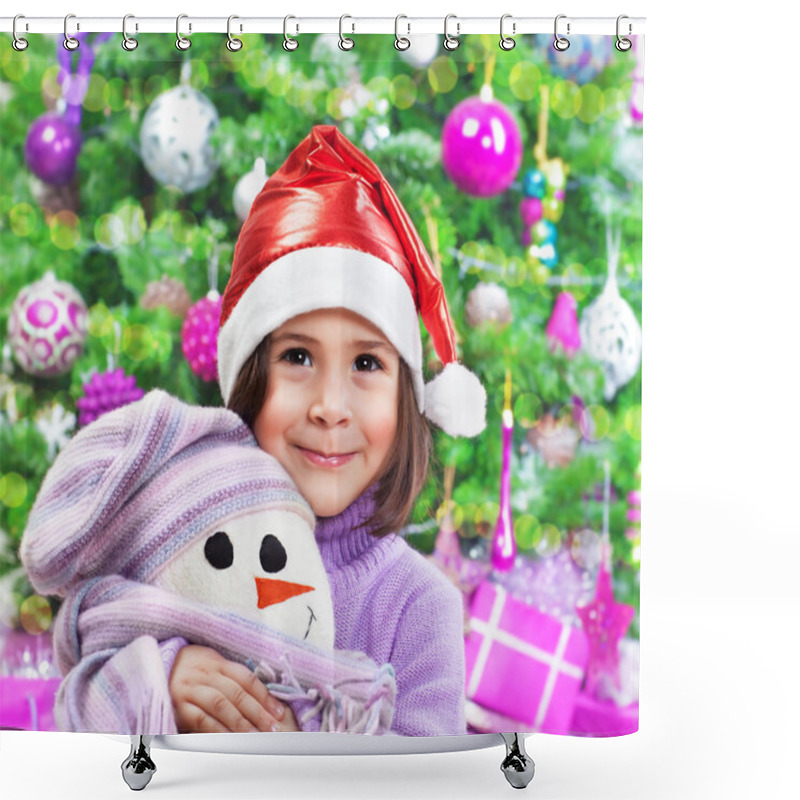 Personality  Little Happy Girl On Christmas Party Shower Curtains