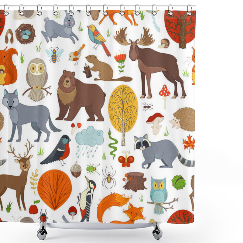 Personality  Woodland Seamless Pattern. Shower Curtains