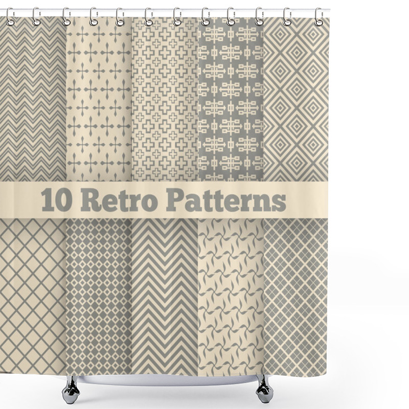 Personality  Retro Different Seamless Patterns. Vector Illustration Shower Curtains