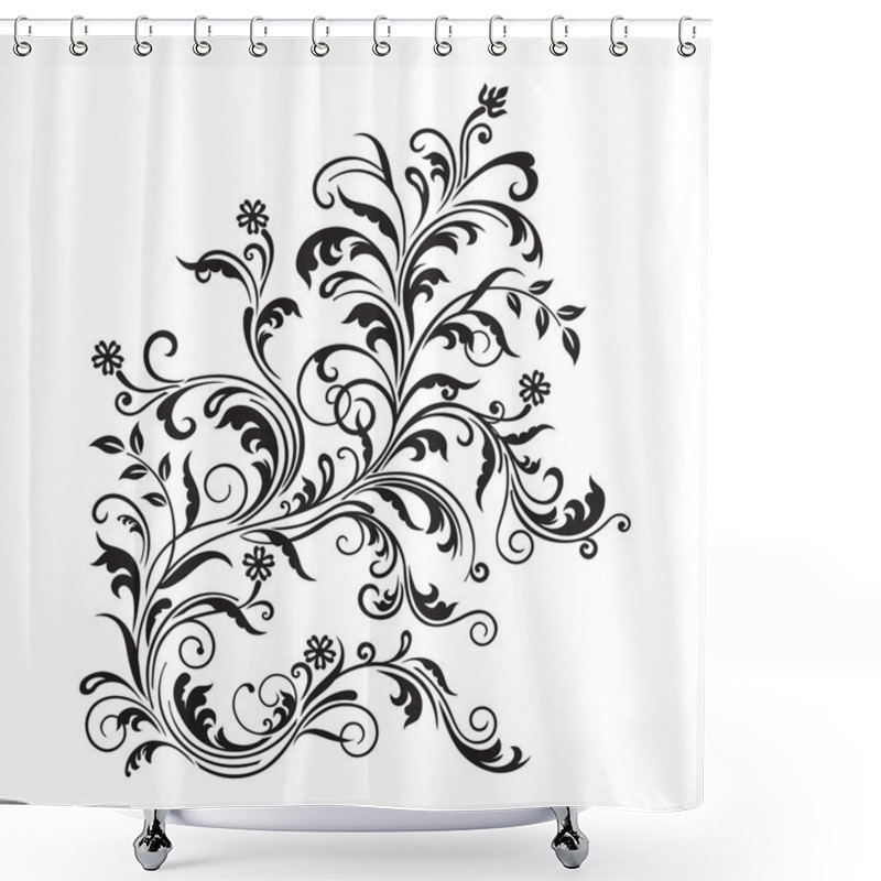 Personality  Black Floral Ornament Isolated Shower Curtains