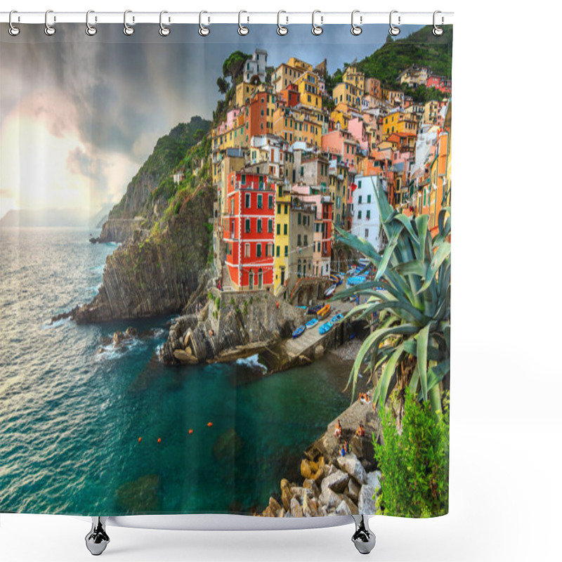 Personality  Riomaggiore Village On The Cinque Terre Coast Of Italy,Europe Shower Curtains