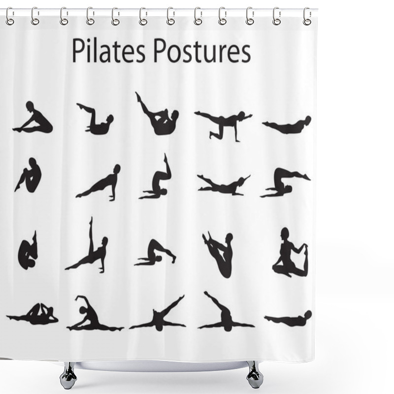 Personality  20 Pilates Or Yoga Postures Positions Illustration Shower Curtains