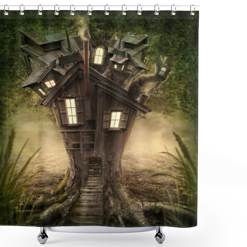 Personality  Fantasy Tree House Shower Curtains