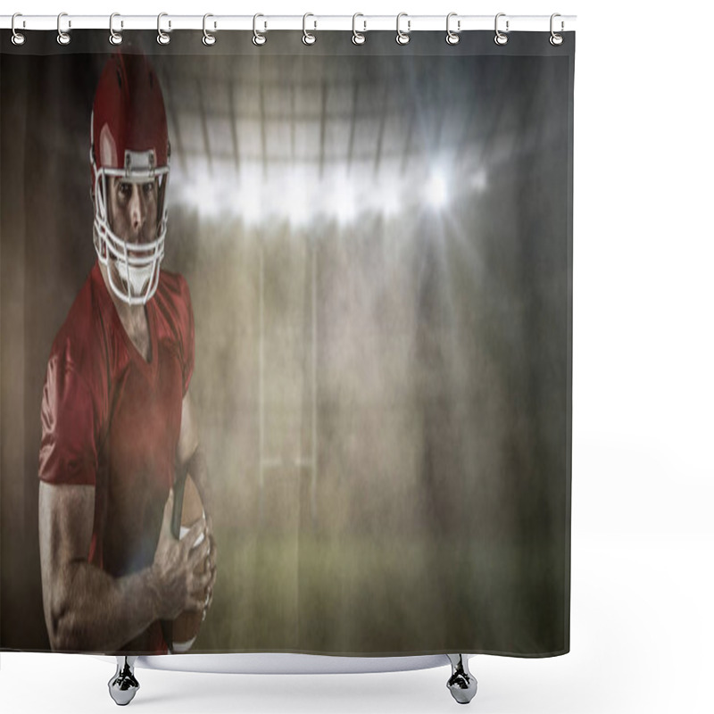 Personality  American Football Player Holding Ball  Shower Curtains