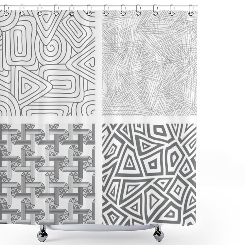 Personality  Set Of Seamless Patterns Backgrounds. Vector Illustration. Shower Curtains