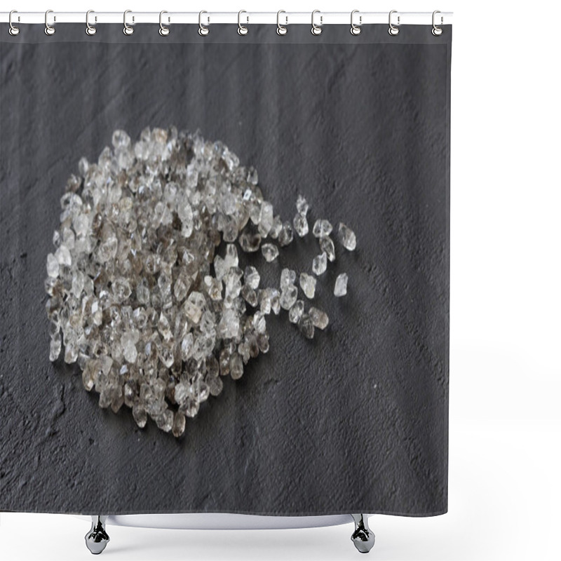 Personality  Scattered Diamonds On A Black Background. Raw Diamonds And Minin Shower Curtains