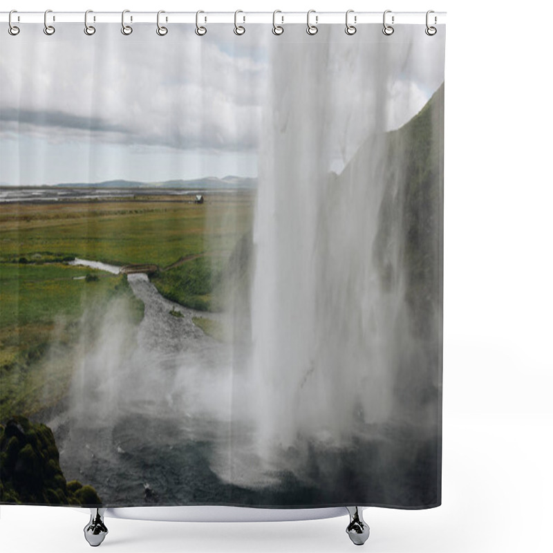 Personality  Scenic View Of Seljalandsfoss Waterfall In Highlands In Iceland  Shower Curtains