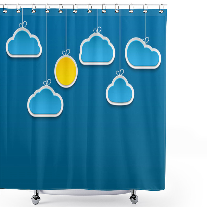 Personality  Abstract Paper Clouds And Sun Background. Shower Curtains