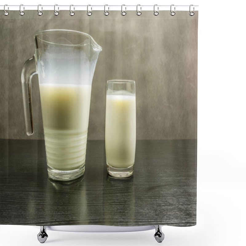 Personality  Milk In A Jug And A Glass. Shower Curtains