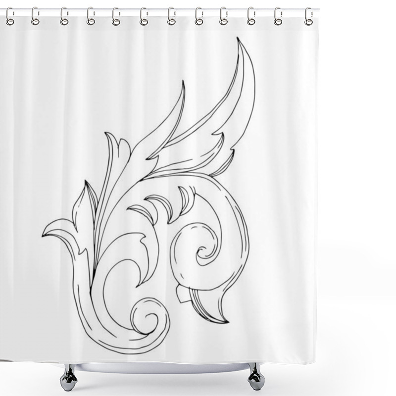 Personality  Vector Baroque Monogram Floral Ornament. Black And White Engraved Ink Art. Isolated Ornament Illustration Element. Shower Curtains