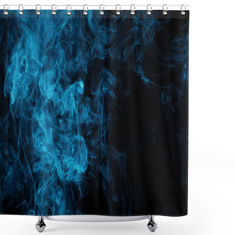 Personality  Blue Steam On Black Background With Copy Space Shower Curtains