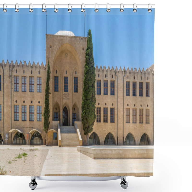 Personality  HAIFA, ISRAEL - JUNE 09, 2018: The Historic Technion Building (now A National Science Museum), In Hadar HaCarmel Neighborhood, Haifa, Israel Shower Curtains