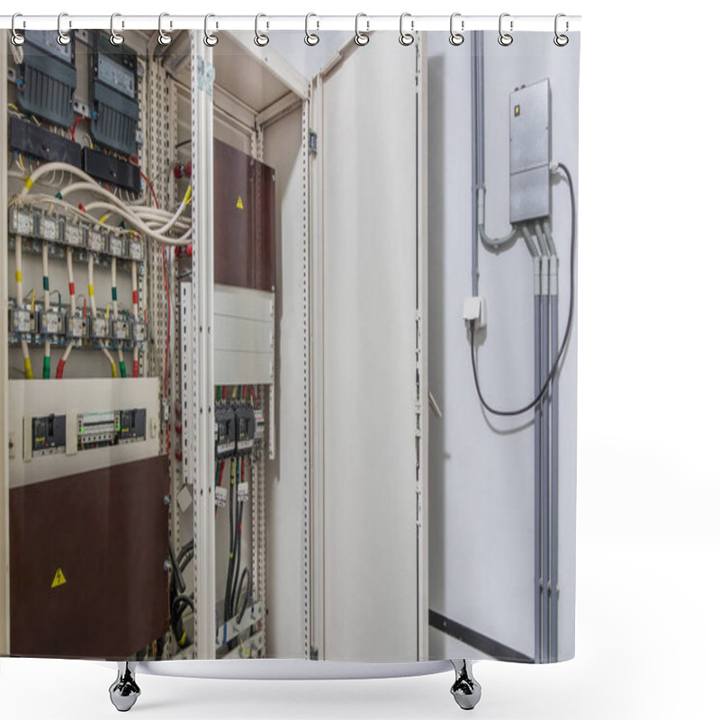 Personality  Electrical Control Cabinet With An Open Door Shower Curtains