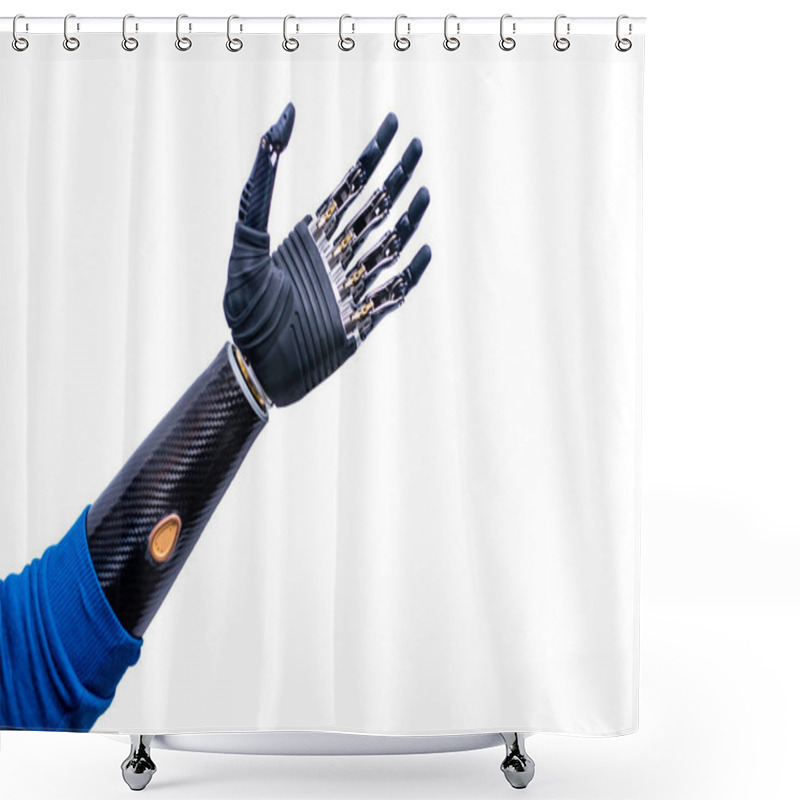 Personality  Robot Hand Isolated On Office White Background Shower Curtains