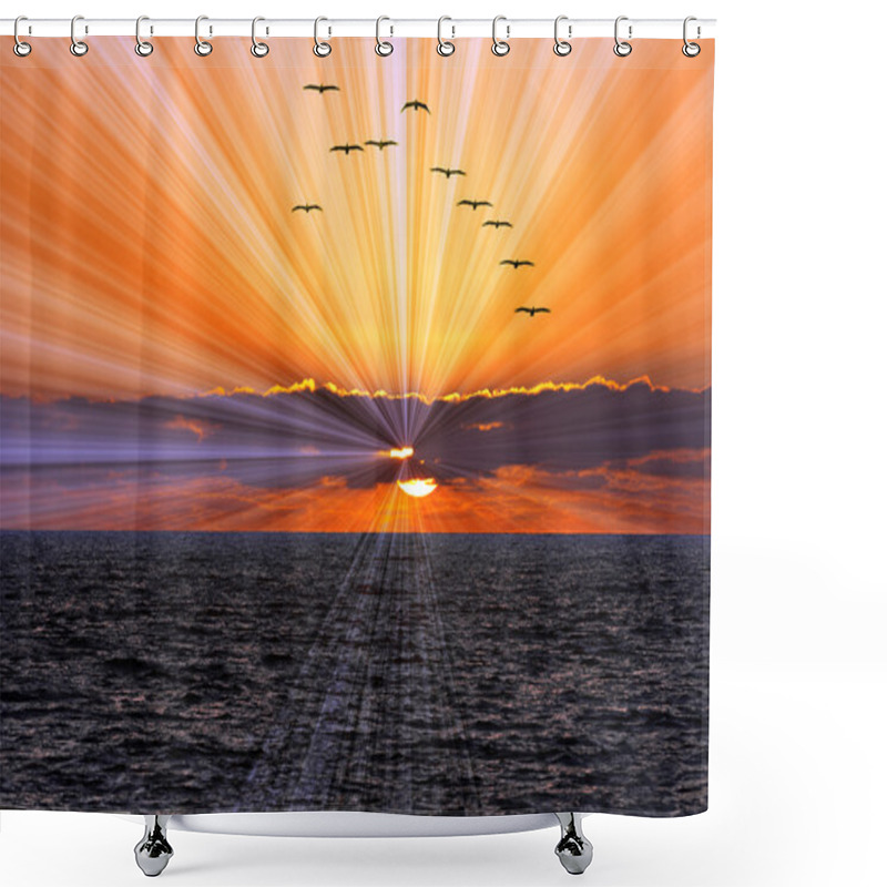 Personality  Ocean Sunset Sun Rays Shower Curtains