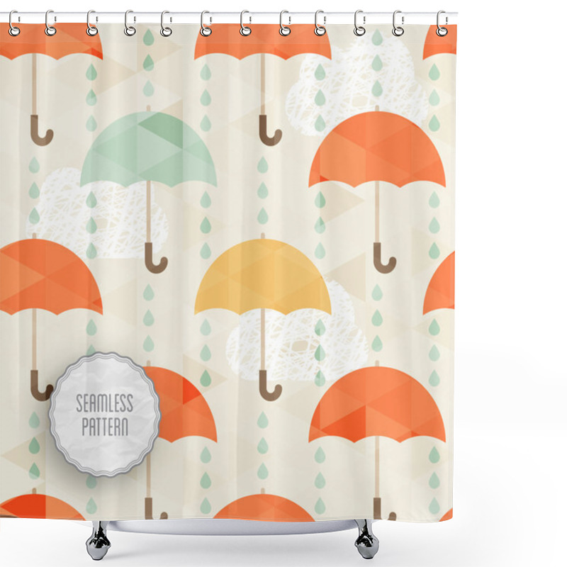 Personality  Seamless Pattern With Umbrella And Rain. Shower Curtains