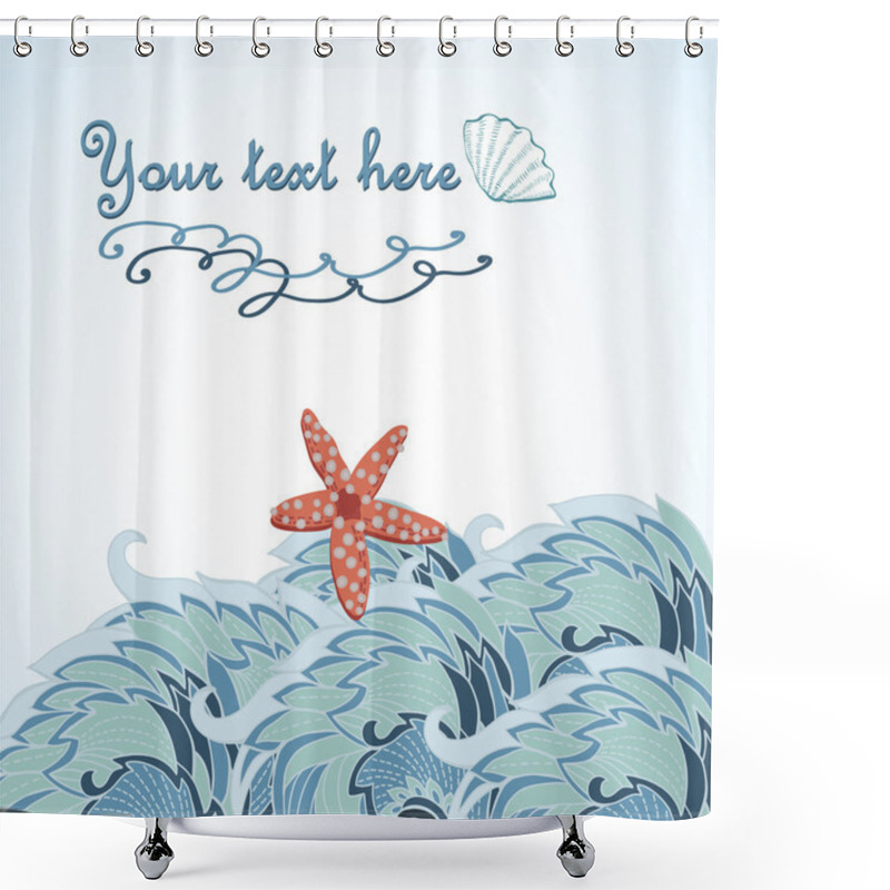 Personality  Marine Ornamental Background With Starfish Shower Curtains