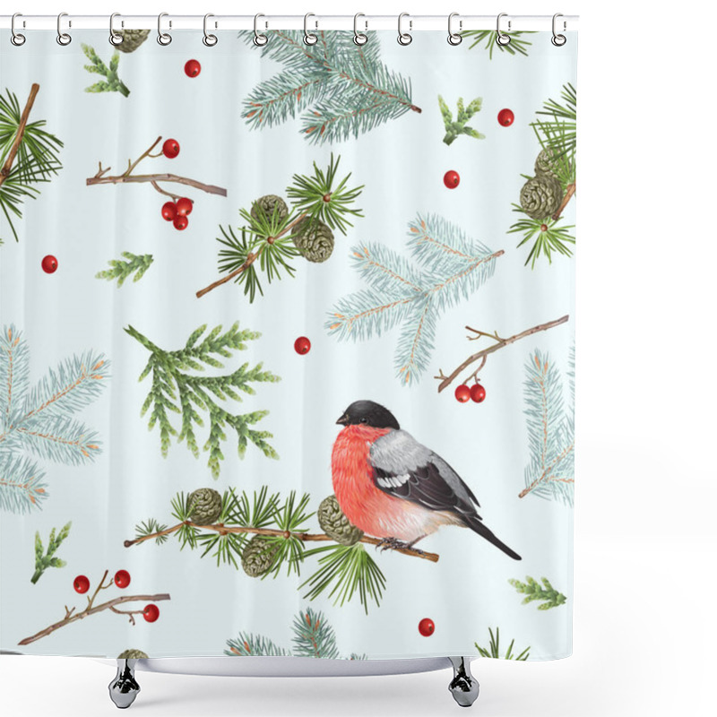 Personality  Winter Bullfinch Pattern Shower Curtains