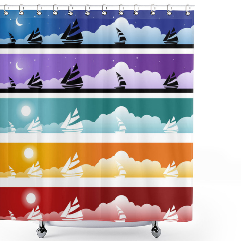 Personality  Sailboat Banner Set Shower Curtains