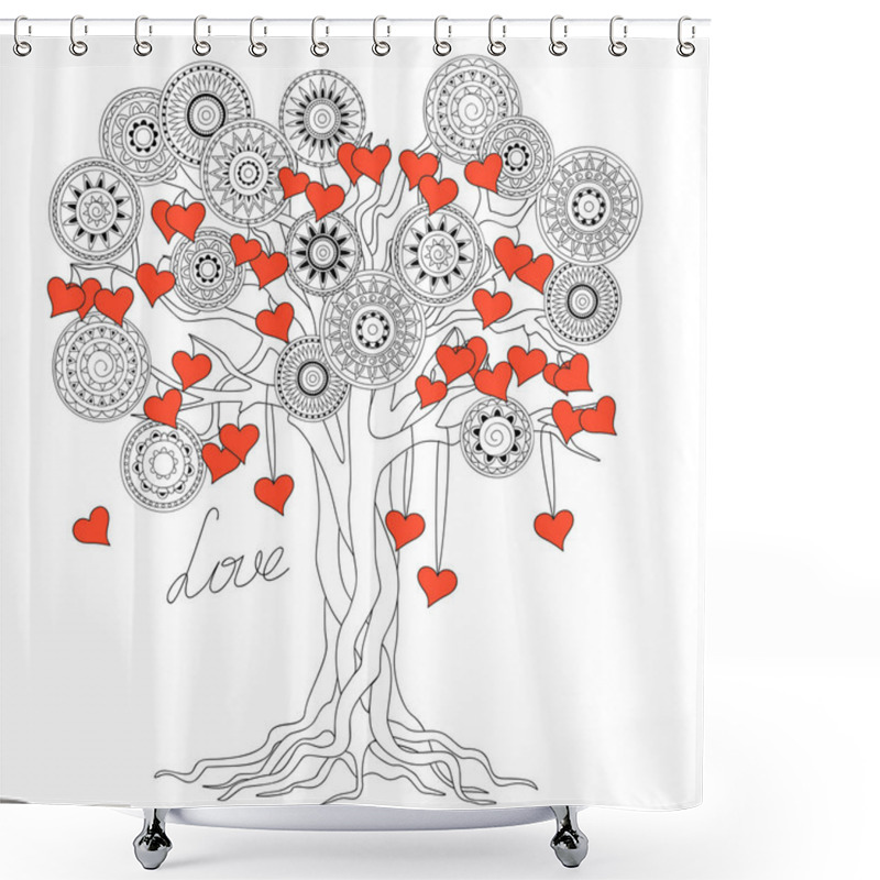 Personality  Zen Tree Of Love With Mandalas Shower Curtains