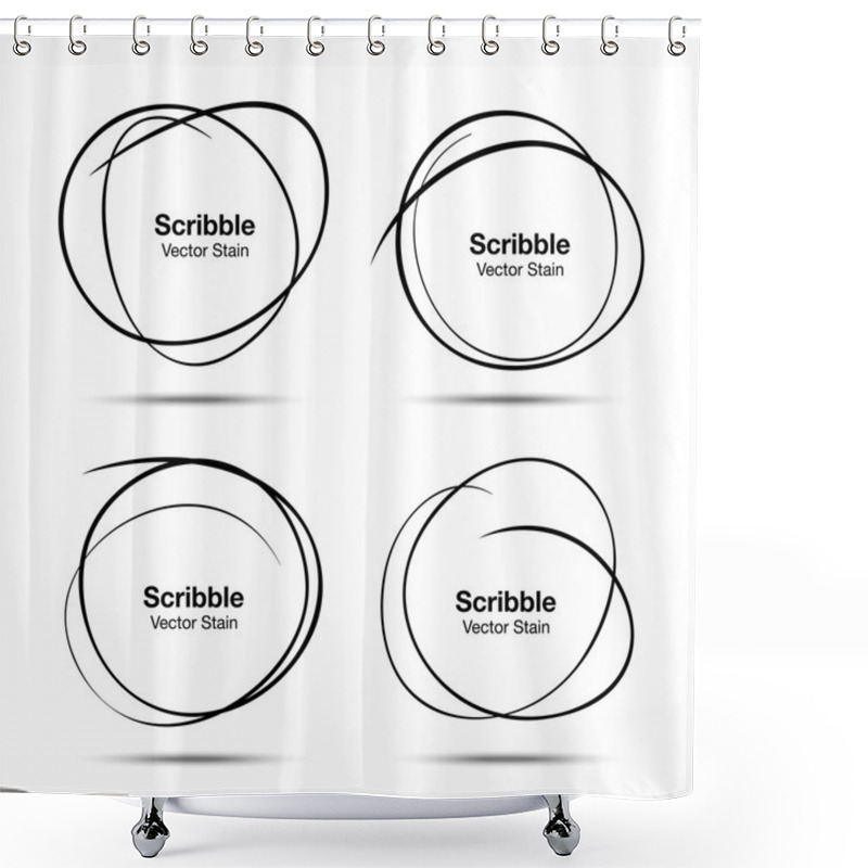 Personality  Set Of Hand Drawn Scribble Circles Shower Curtains