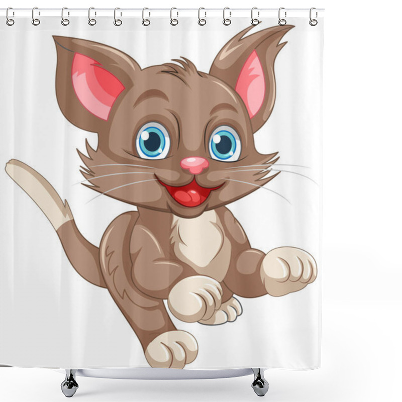 Personality  Cute Brown Cat Cartoon Character Illustration Shower Curtains