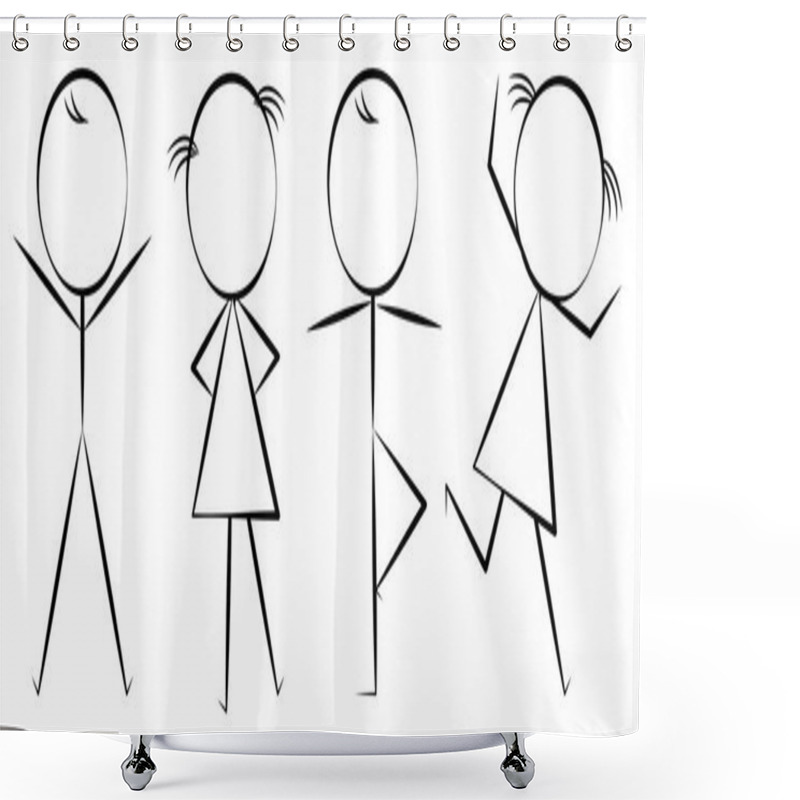 Personality  Four Figures Dancing Shower Curtains