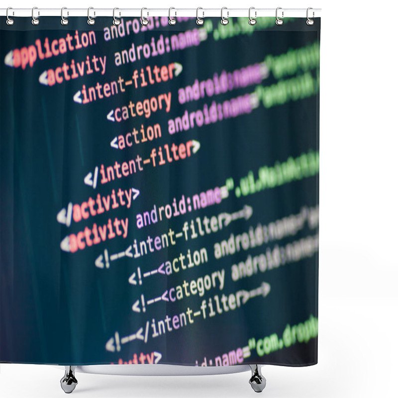 Personality  XML Code Lines On A Display Shower Curtains