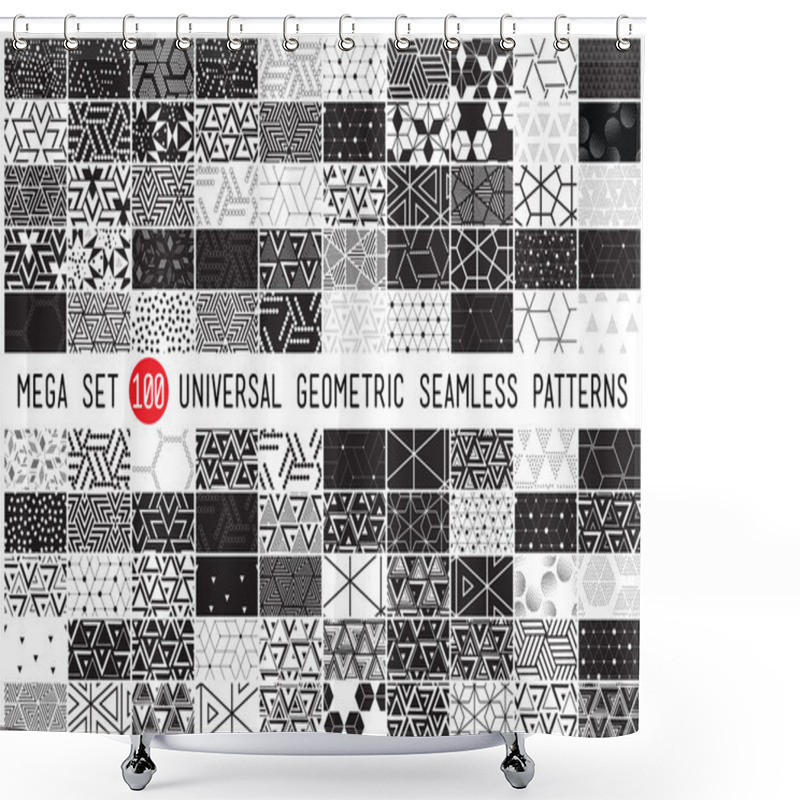 Personality  100 Universal Different Geometric Seamless Patterns Shower Curtains