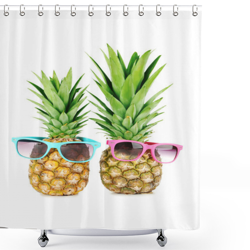 Personality  Ripe Pineapples With Sunglasses Shower Curtains