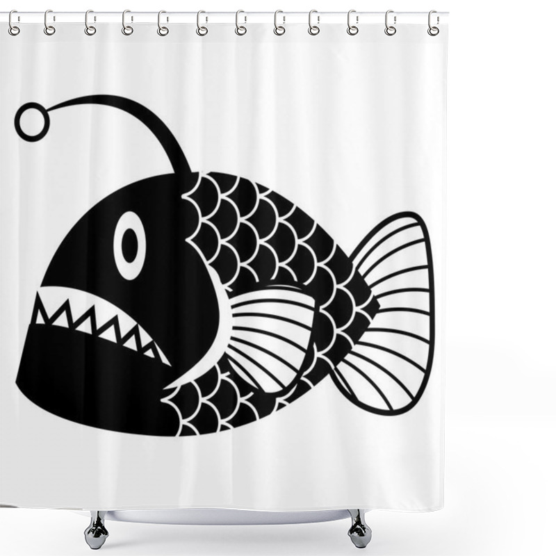 Personality  Stylish Cartoon Angler Fish Isolated On White Background Shower Curtains