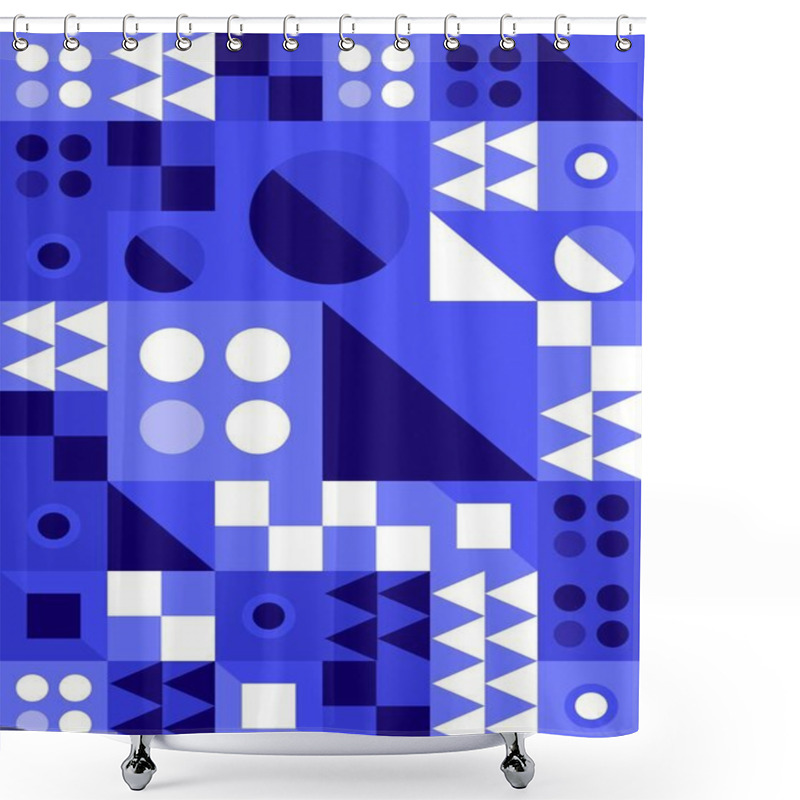 Personality  Abstract Geometric Design Featuring Various Blue Shapes And Patterns. Shower Curtains