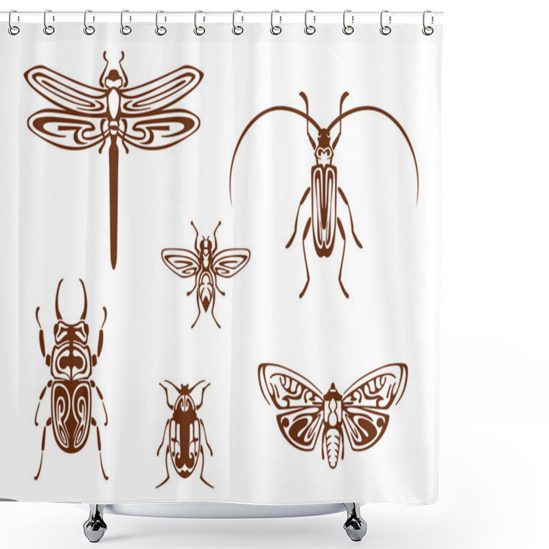 Personality  Insects In Tribal Ornamental Style Shower Curtains