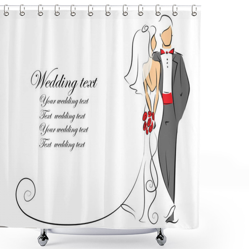 Personality  Silhouette Of Bride And Groom Shower Curtains