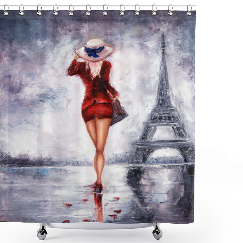 Personality  Woman In Paris Shower Curtains