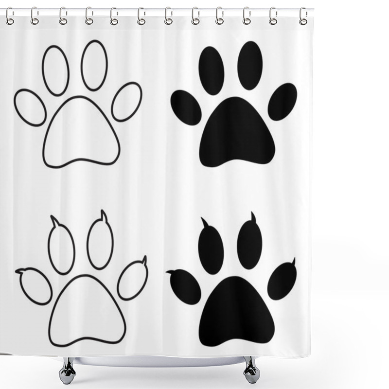 Personality  Vector - Black Paw Print Shower Curtains