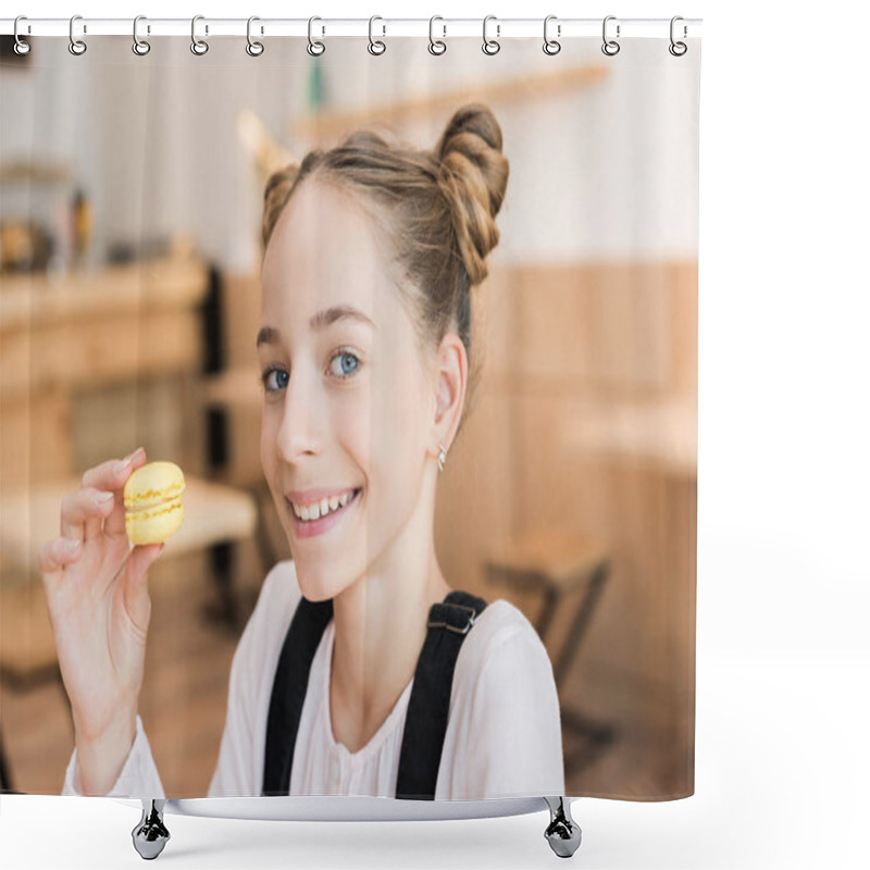 Personality  Beautiful Teen Girl With Macaroon Shower Curtains