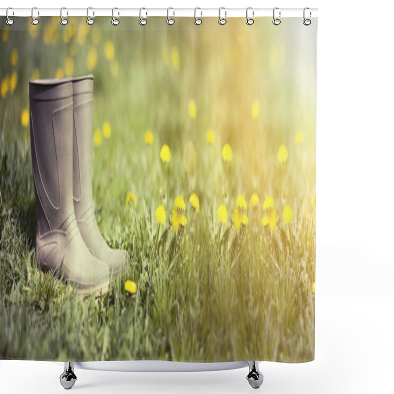 Personality  Wellington Boots Banner Shower Curtains