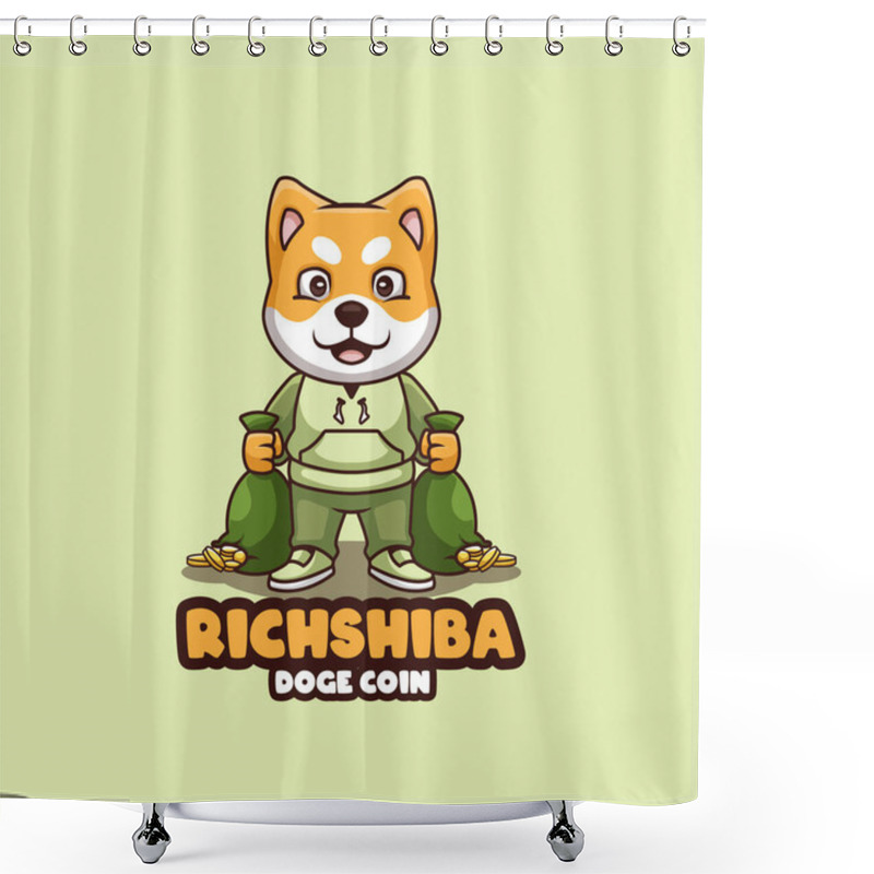 Personality  Rich Coin Doge Shiba Inu Shower Curtains