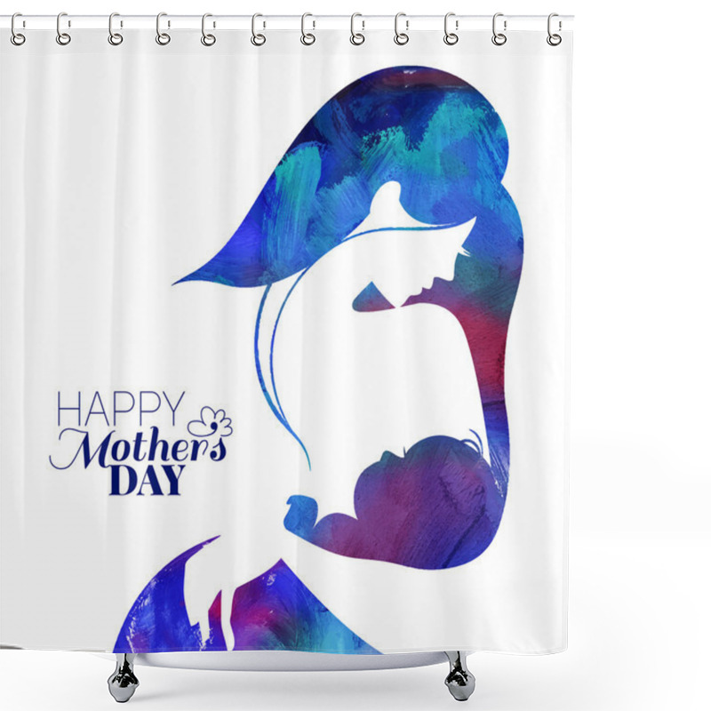 Personality  Mother Silhouette With Her Baby Shower Curtains