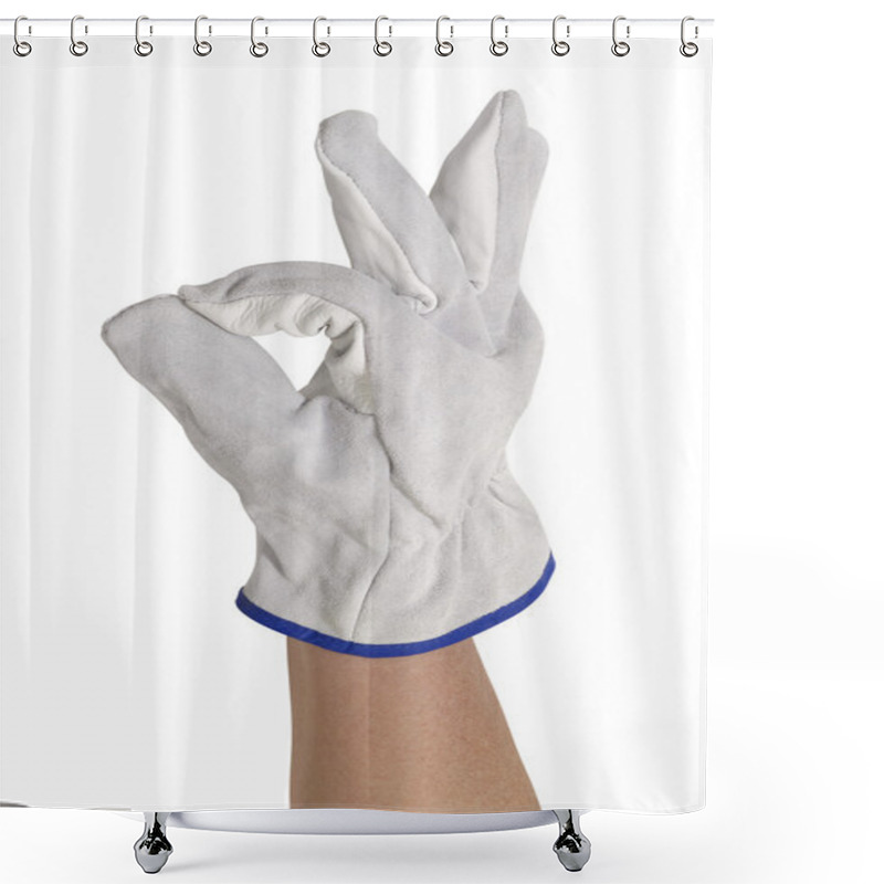 Personality  Signaling Gloved Hand Shower Curtains