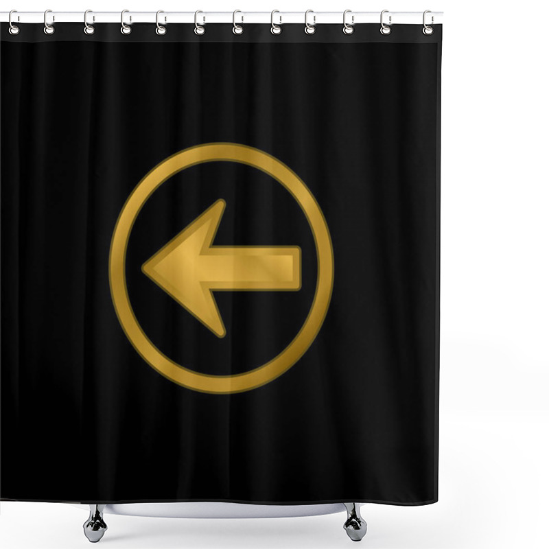 Personality  Back Navigational Arrow Button Pointing To Left Gold Plated Metalic Icon Or Logo Vector Shower Curtains