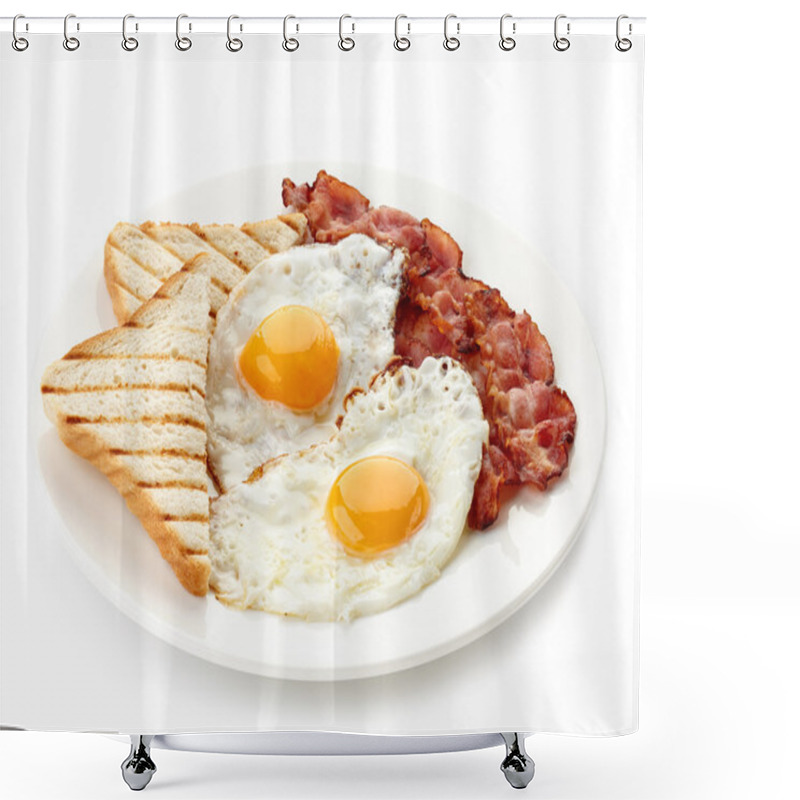 Personality  Breakfast With Fried Eggs, Bacon And Toasts Shower Curtains